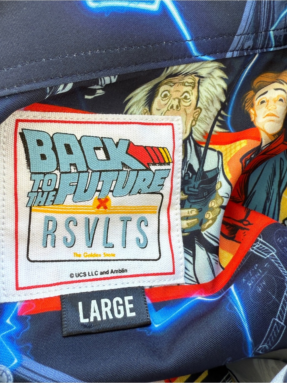 RSVLTS Size Large Back to the Future KUNUFLEX Marty McFly Button Up Shirt NWT - Picture 4 of 7